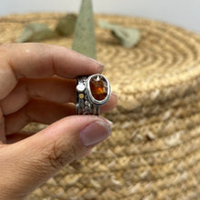 Load image into Gallery viewer, Orange Kyanite Stacking ring Set ~ Set fits 7 - Sterling Silver and 22k Gold
