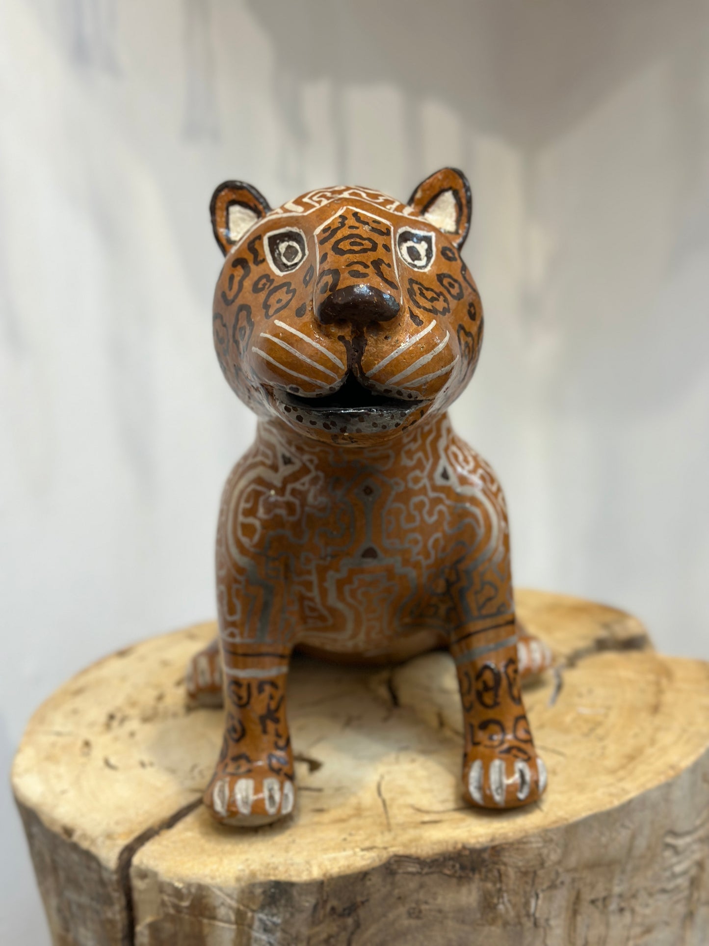 Jaguar Sitting - Shipibo Sculpture