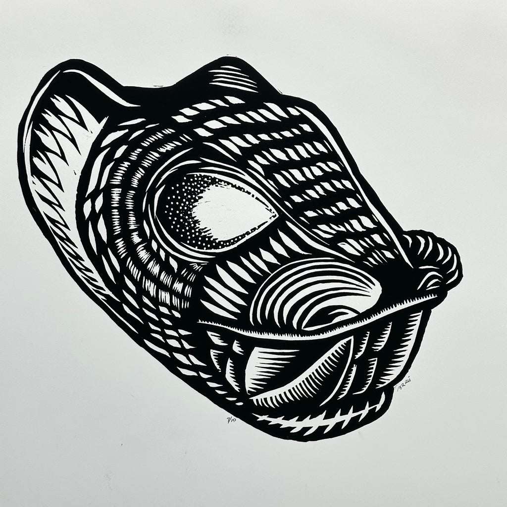 Primos Hermanos ~ Jaguar  ~ linocut