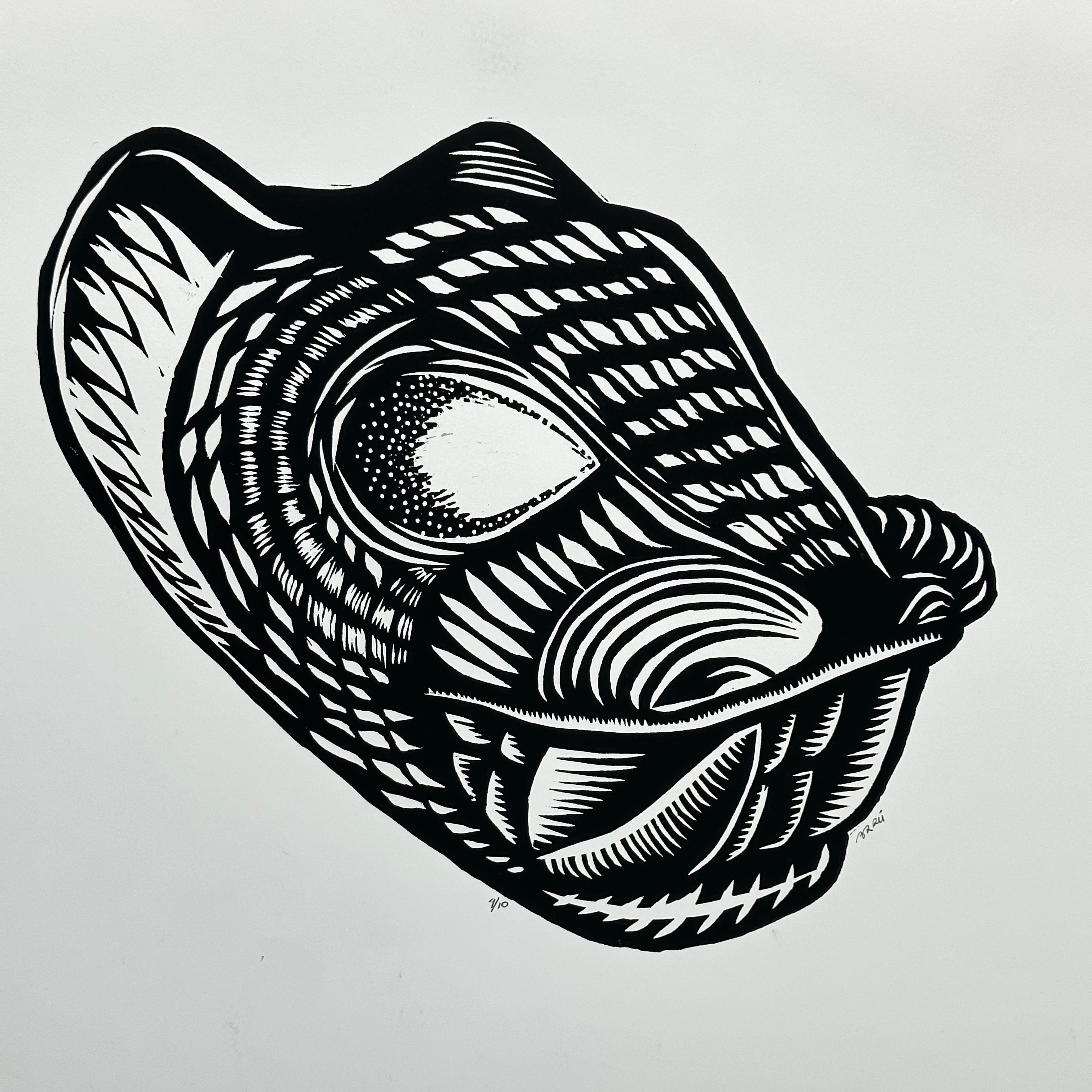 Primos Hermanos ~ Jaguar  ~ linocut