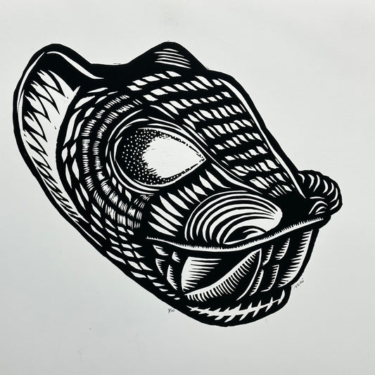 Primos Hermanos ~ Jaguar  ~ linocut