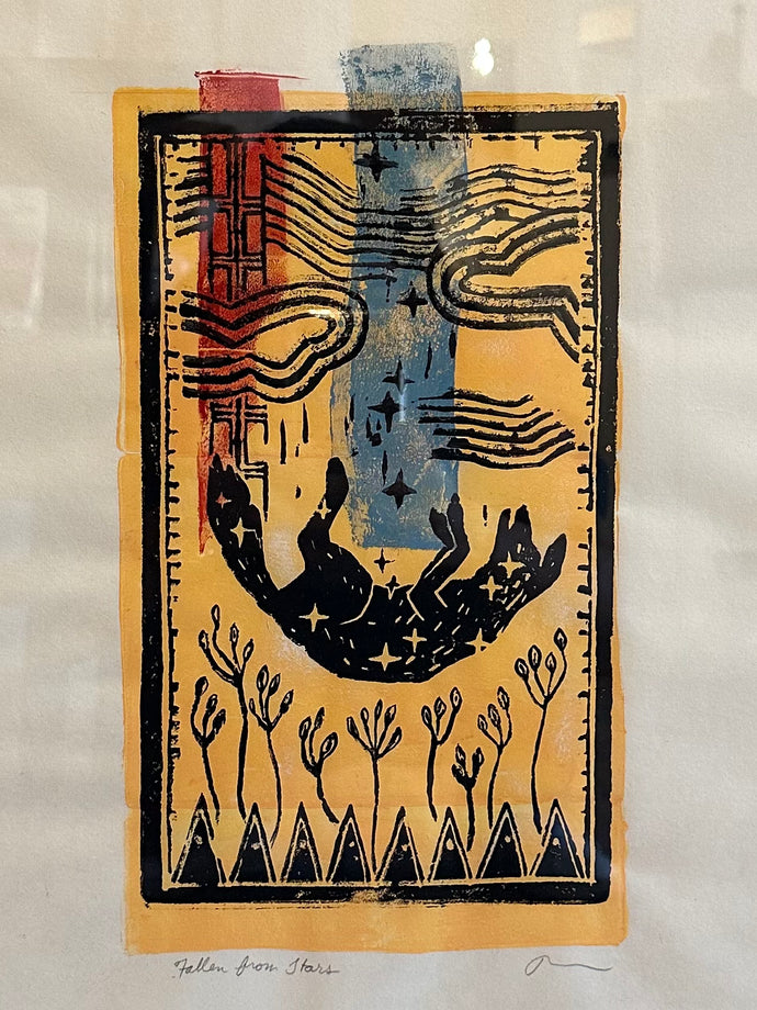 Fallen From Stars - Block Print and Monotype - Original