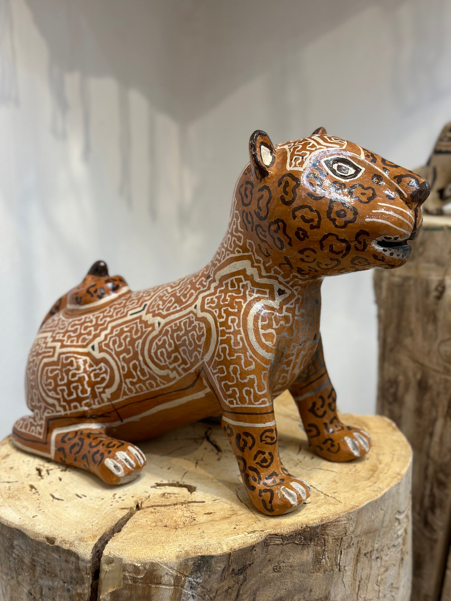 Jaguar Sitting - Shipibo Sculpture