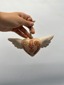 Heart with wings ~ wall folk art