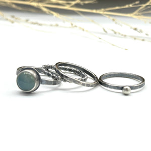 Aqua Chalcedony Stacking ring Set ~ Set fits 6 - Sterling Silver