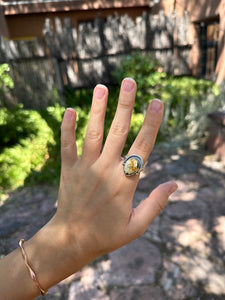 Hotsonite and Sterling Silver Ring - Size 6.75