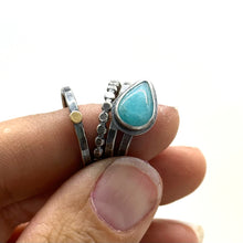 Load image into Gallery viewer, Amazonite Stacking ring Set ~ Set fits 5 - Sterling Silver
