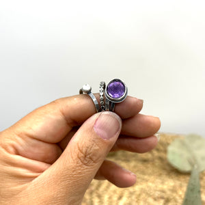 Amethyst Stacking ring Set ~ Set fits 6 - Sterling Silver