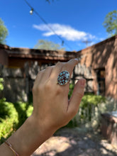 Load image into Gallery viewer, Golden Hill Mosaic Turquoise and Sterling Silver Ring - Size 7.5

