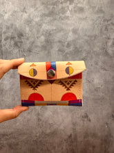 Load image into Gallery viewer, Small Leather pochette - Handpainted - Blue tones

