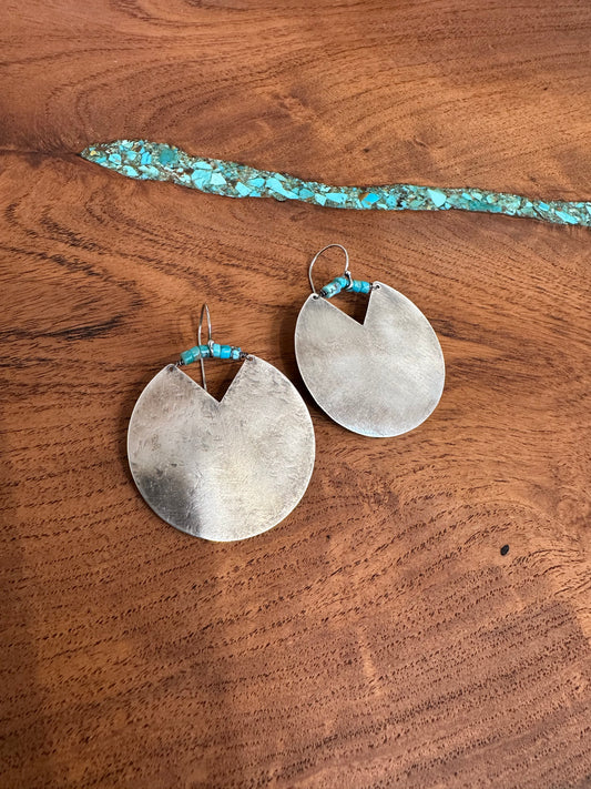 Sterling Silver and Kingman Turquoise ~ Geometric Earrings