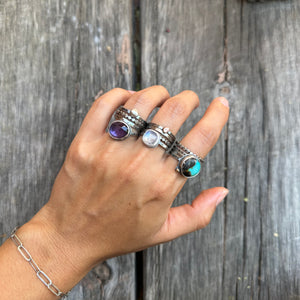 Amethyst Stacking ring Set ~ Set fits 6 - Sterling Silver