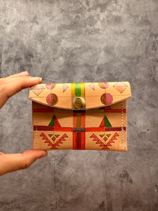 Small Leather pochette - Handpainted - Blue tones