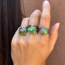 Load image into Gallery viewer, Carico Lake Turquoise Stacking ring Set ~ Set fits 6 - Sterling Silver and 22k Gold
