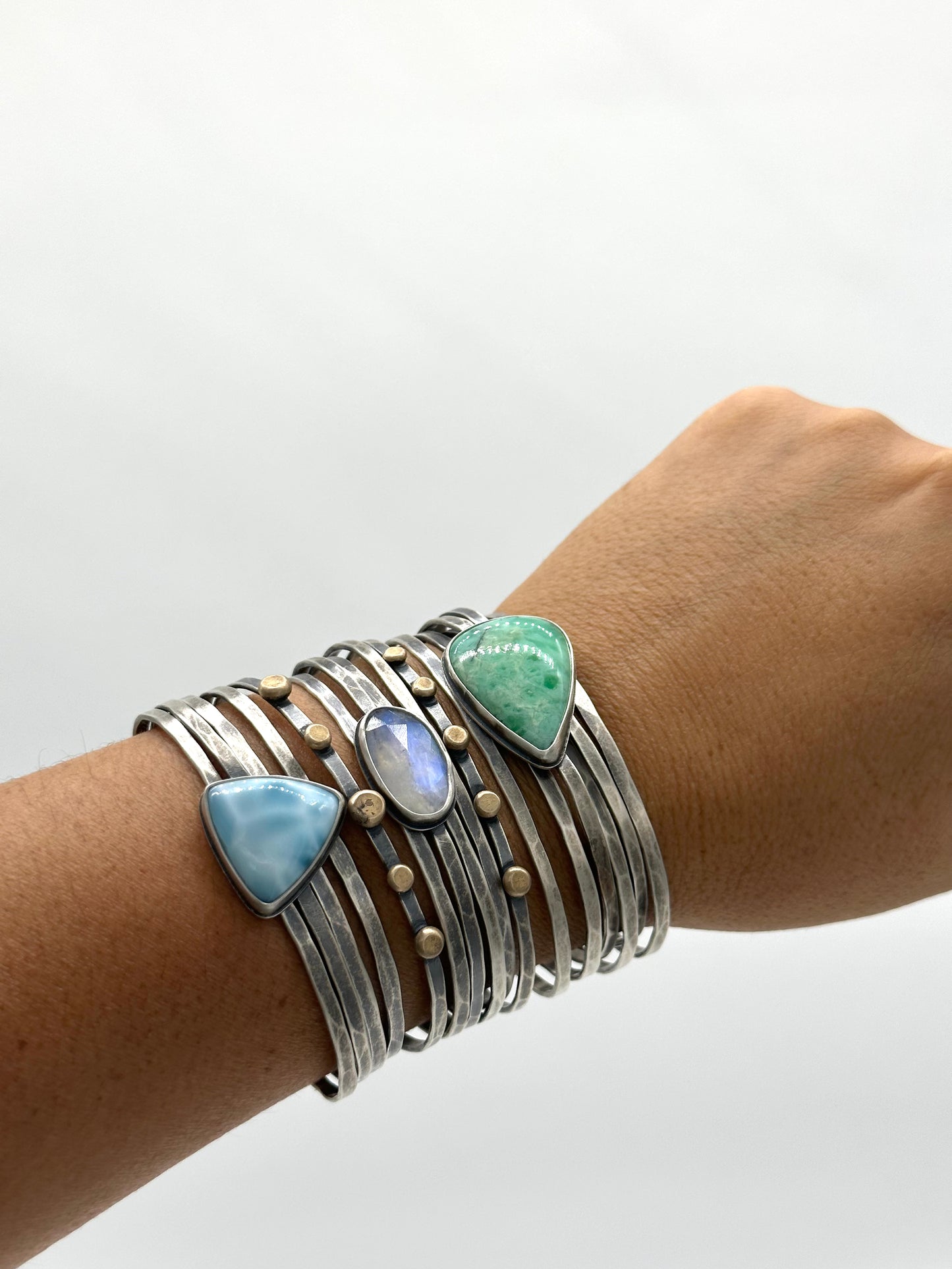 Stacked - Attached Bracelet - Variscite  - Cuff with Movement - ready to ship