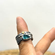 Load image into Gallery viewer, Golden Hills Turquoise and Tanzanite Stacking ring Set ~ Set fits 6 - Sterling Silver
