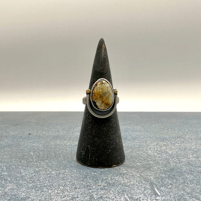 Hotsonite and Sterling Silver Ring - Size 6.75