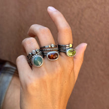 Load image into Gallery viewer, Orange Kyanite Stacking ring Set ~ Set fits 7 - Sterling Silver and 22k Gold
