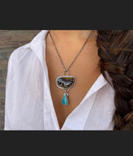 Load image into Gallery viewer, Ammonite and Turquoise - Statement Necklace - Sterling Silver
