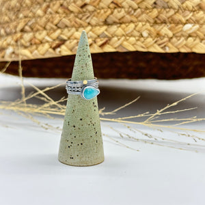 Amazonite Stacking ring Set ~ Set fits 5 - Sterling Silver