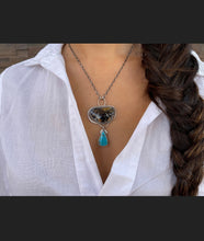 Load image into Gallery viewer, Ammonite and Turquoise - Statement Necklace - Sterling Silver
