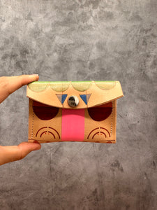 Small Leather pochette - Handpainted - Blue tones