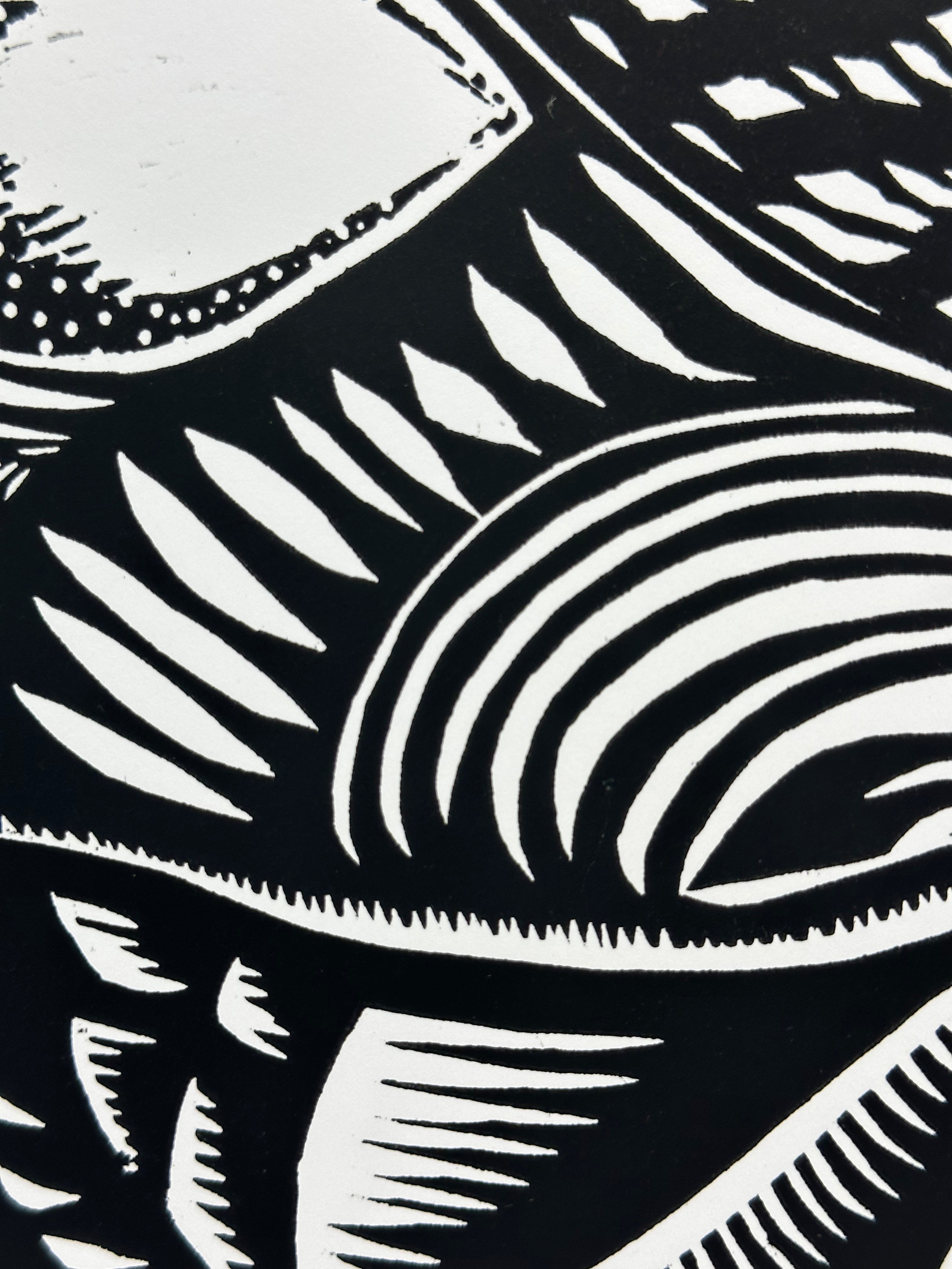 Primos Hermanos ~ Jaguar  ~ linocut