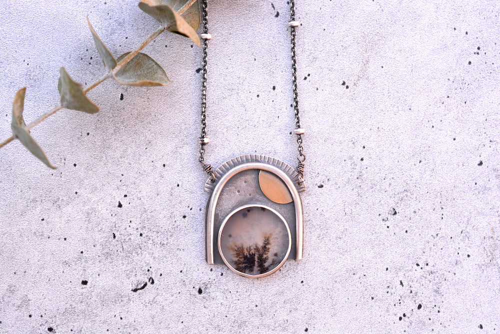 Dendritic Agate - Statement Necklace - Sterling Silver