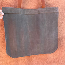 Load image into Gallery viewer, Color block tote~ Grey Suede and brown leather
