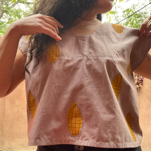 Huipil Style - Screen Printed and natural dyed - 100% Cotton
