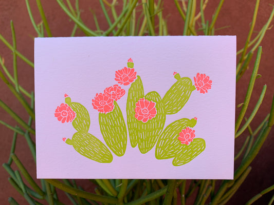 Hand printed cactus greeting card