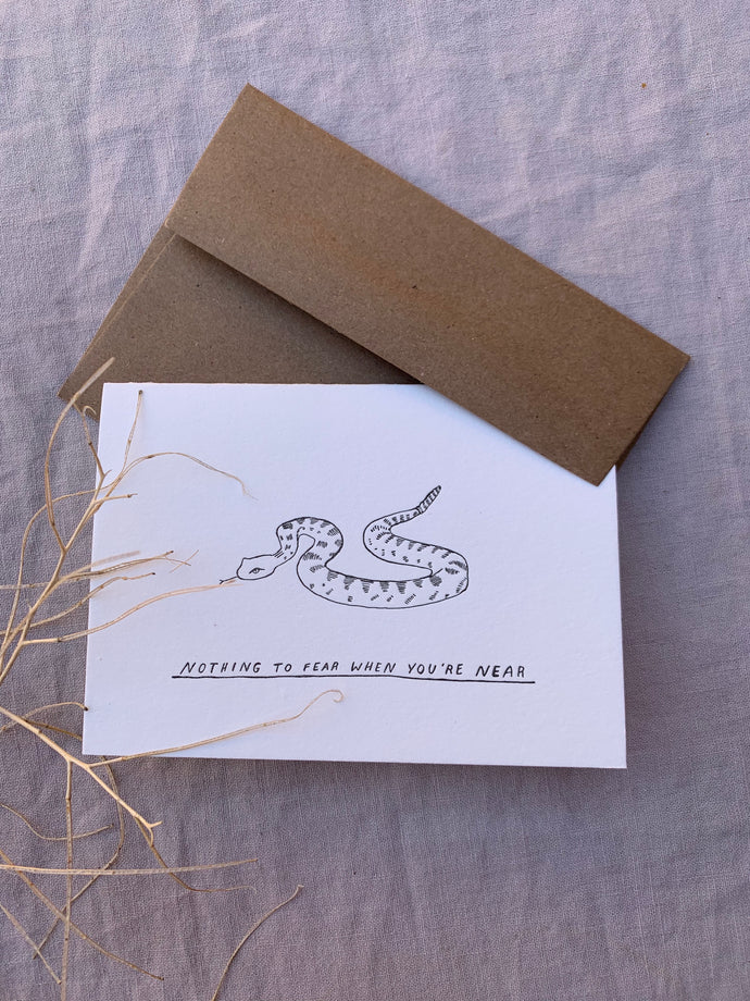 Nothing to fear when you are near ~ rattlesnake blank greeting card