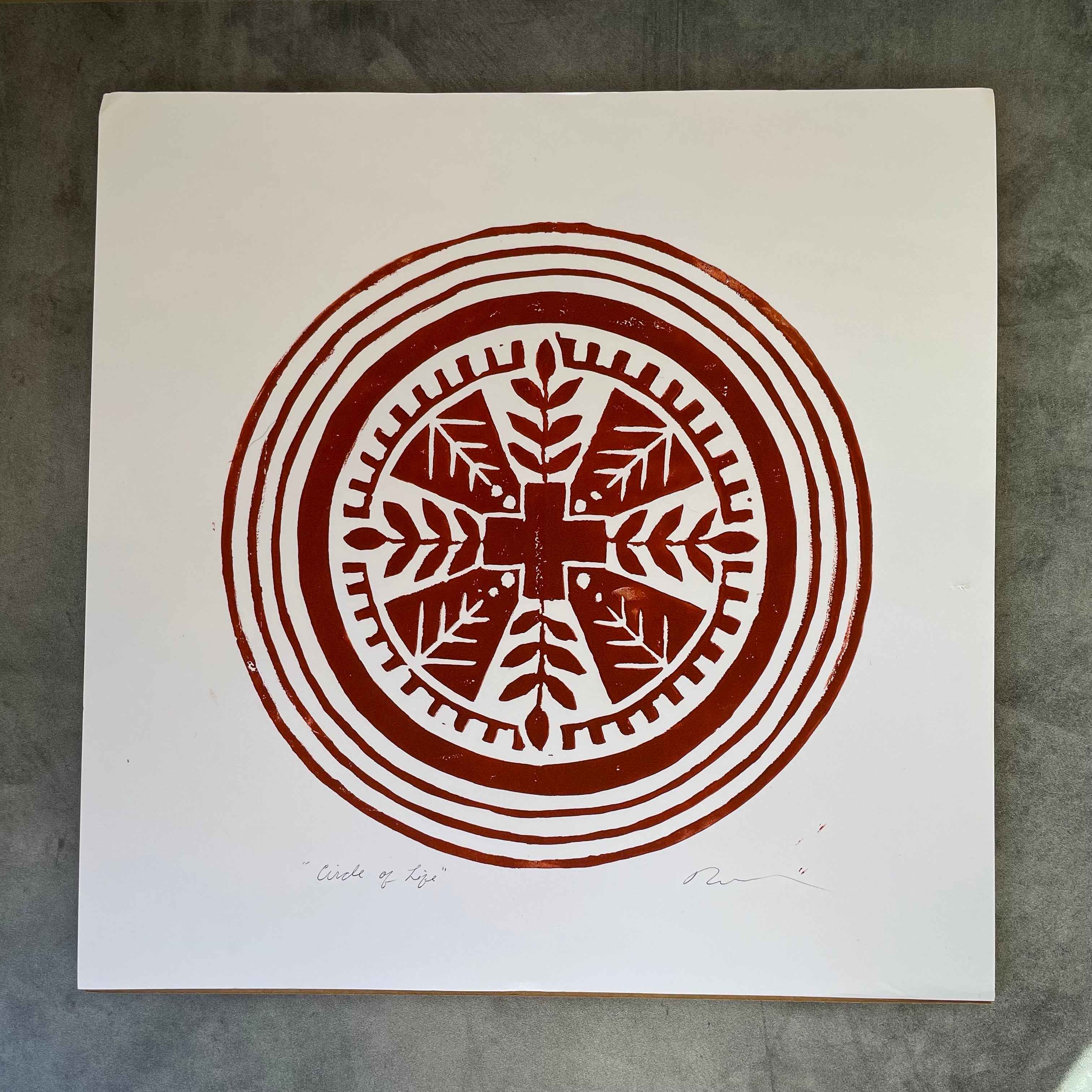 Circle of Life Block Print - 12” by 12”