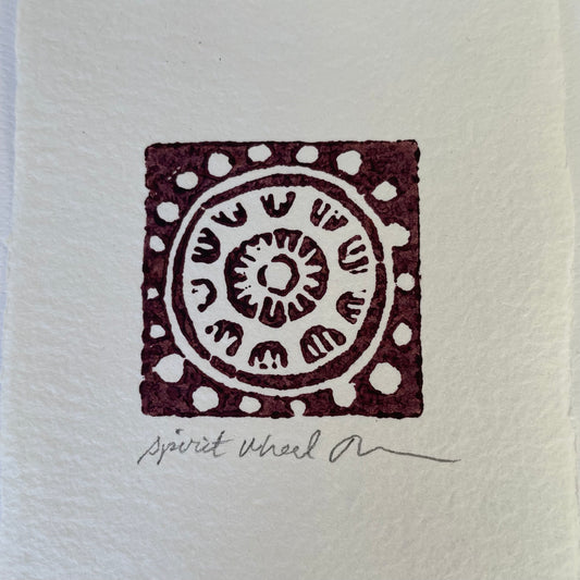 Spirit Wheel -  6” by 6” Mini Block Print