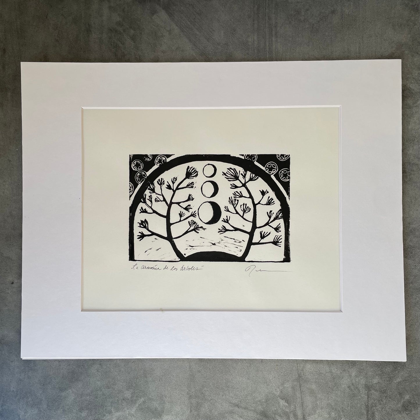 Armonia de los Arboles - 14” by 11”Block Print