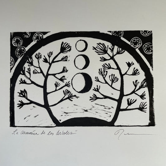 Armonia de los Arboles - 14” by 11”Block Print