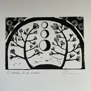 Armonia de los Arboles - 14” by 11”Block Print