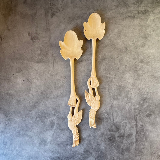 Wooden Utensil Set - hummingbirds