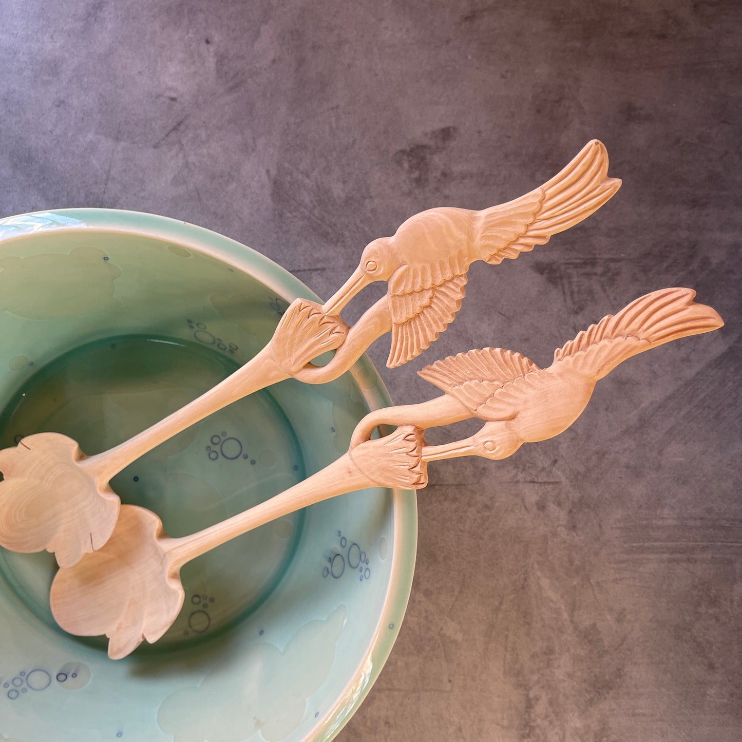 Wooden Utensil Set - hummingbirds