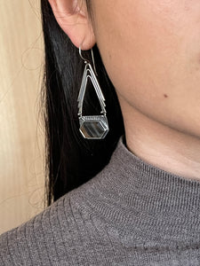 Montana Agate Geometric dangle earrings - Sterling Silver