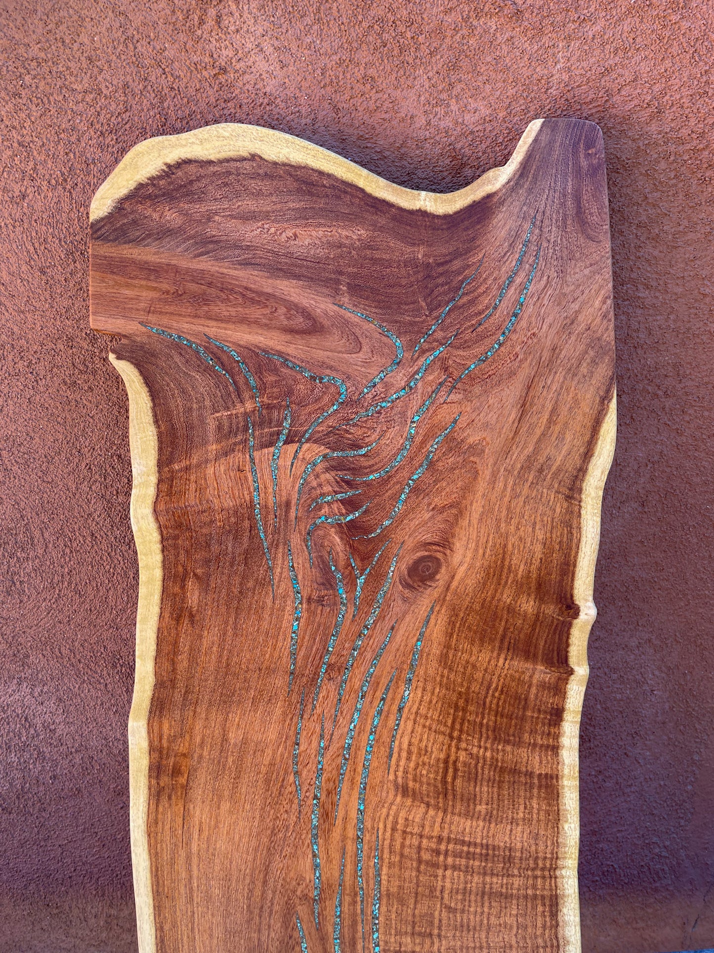 Live edge tray ~ Velvet Mesquite with Kingman Turquoise inlaid