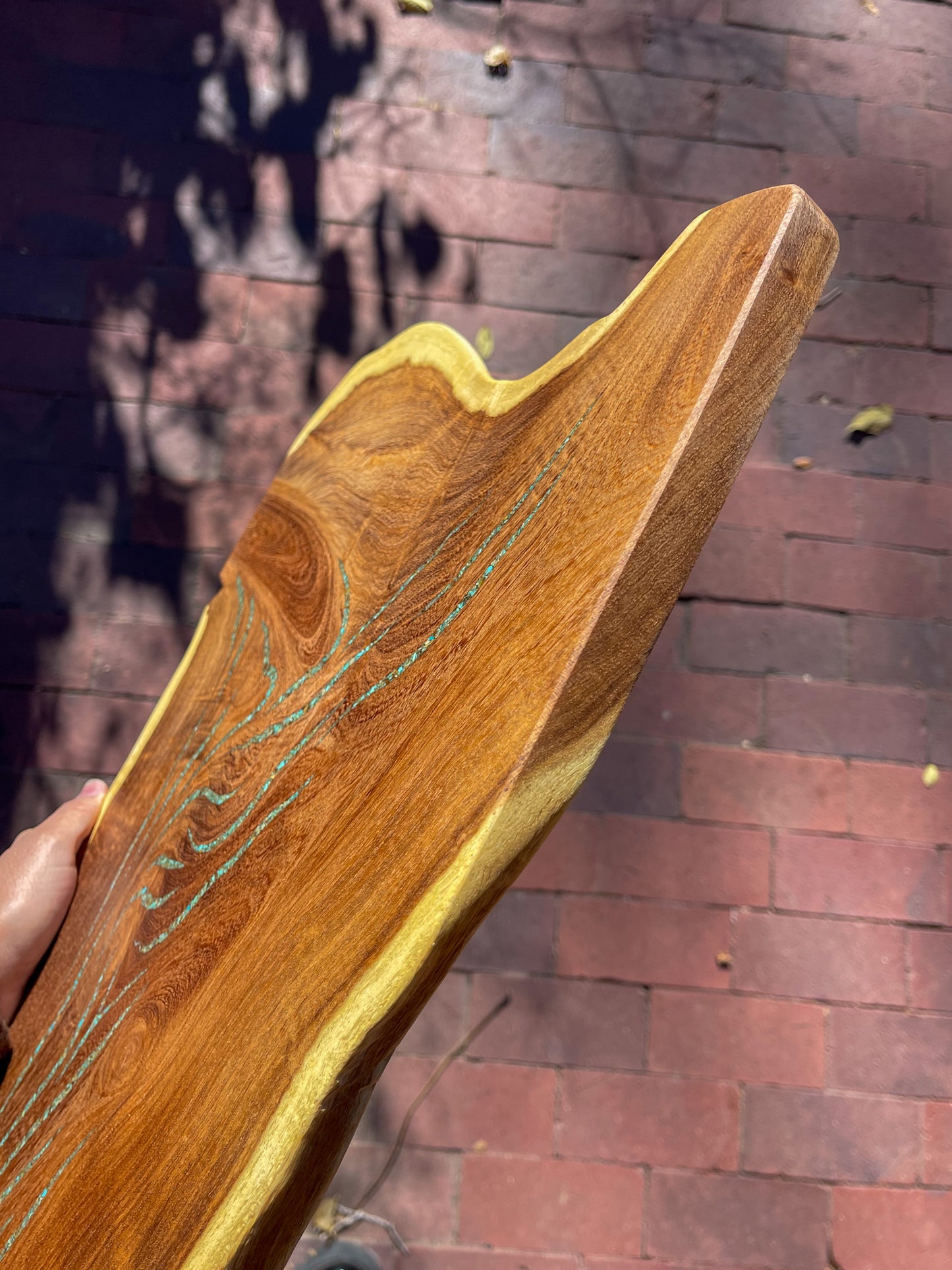 Live edge tray ~ Velvet Mesquite with Kingman Turquoise inlaid