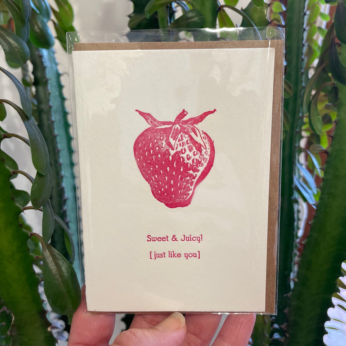 Sweet & Juicy hand printed blank greeting card