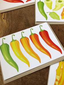 Peppers - Chile Greeting Cards - Set of 5