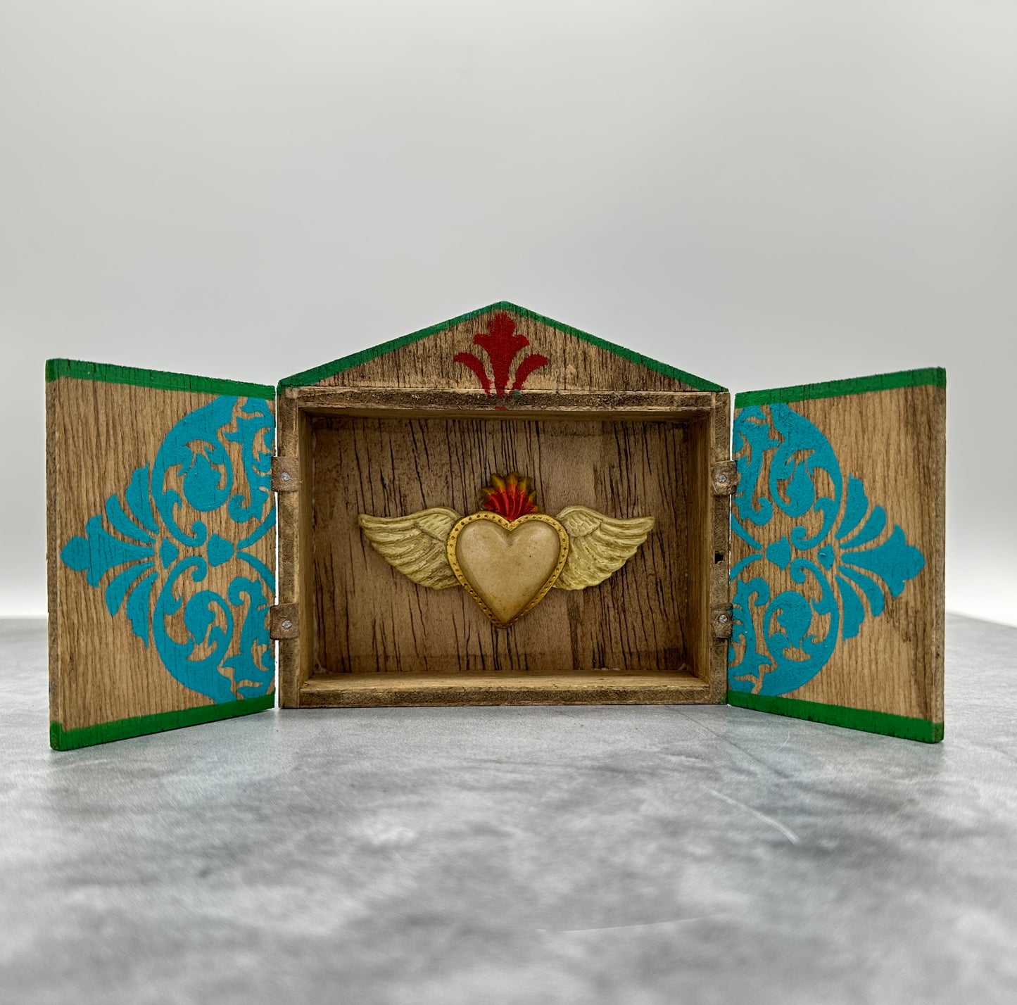 Small Retablo with Heart with wings