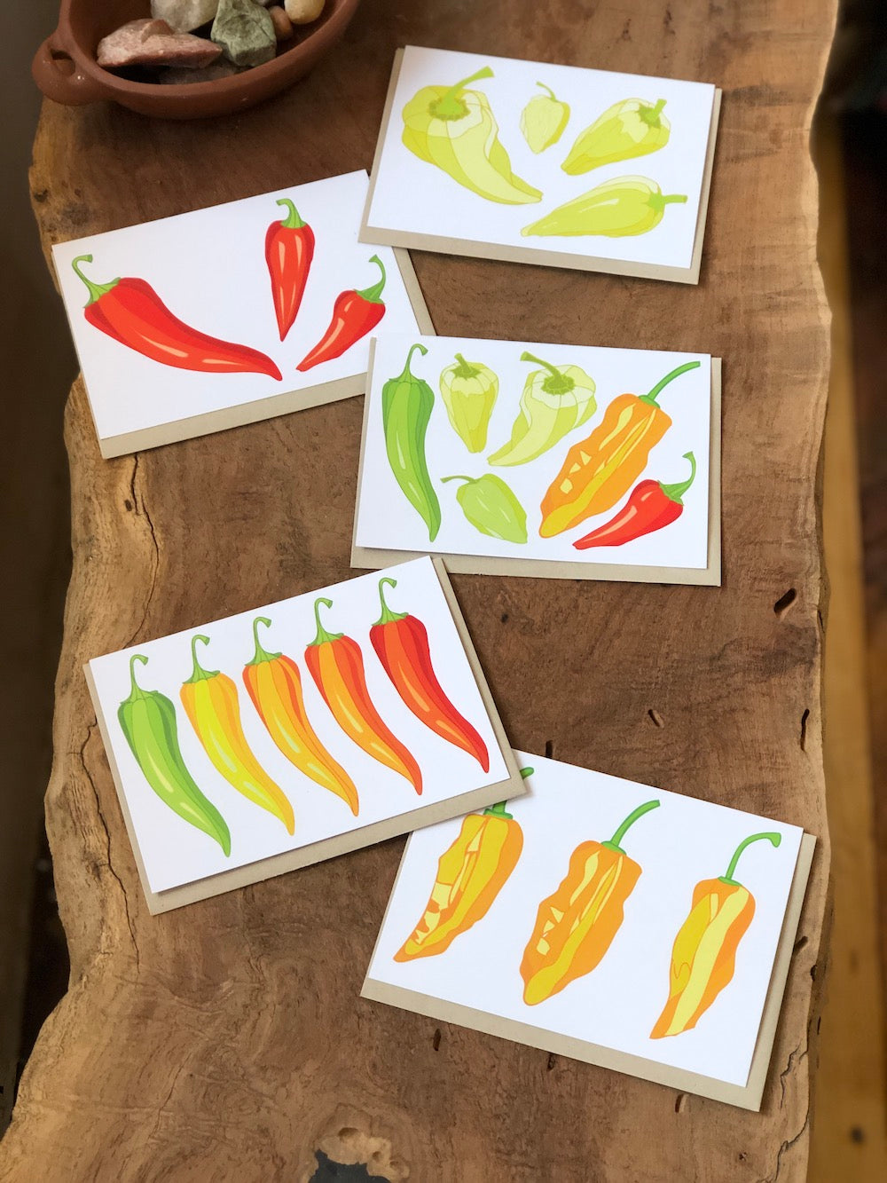 Peppers - Chile Greeting Cards - Set of 5