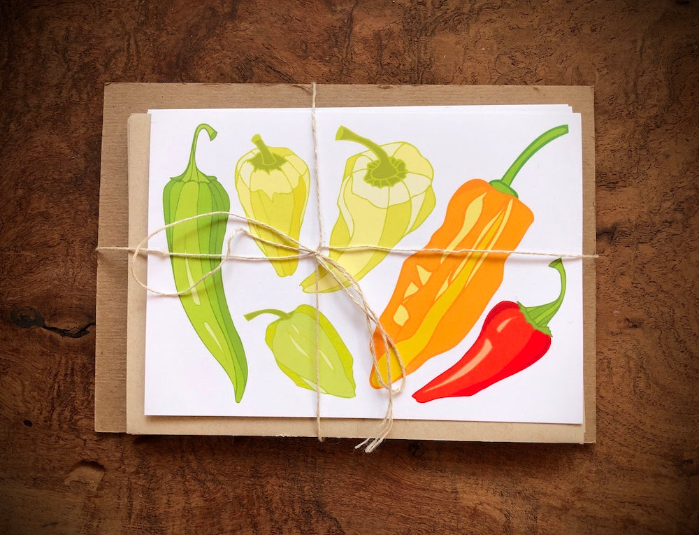 Peppers - Chile Greeting Cards - Set of 5