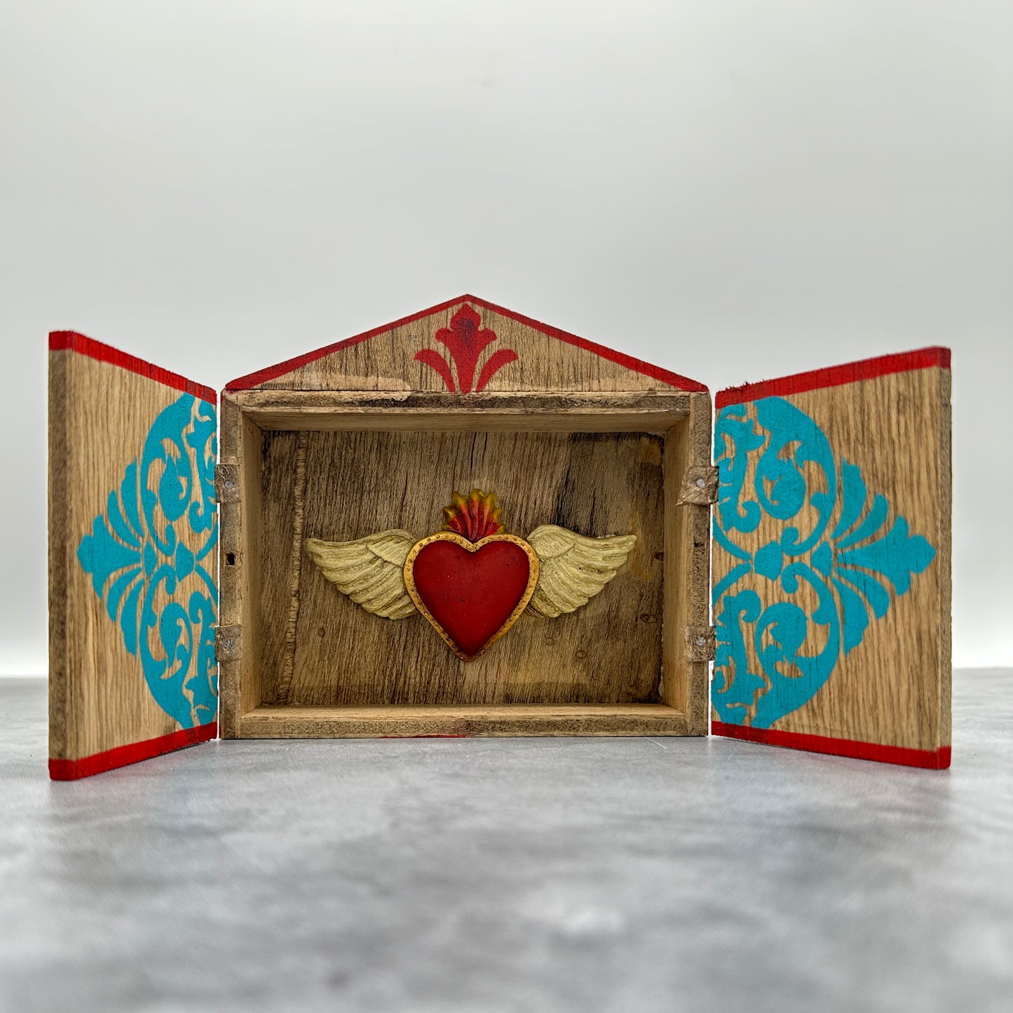 Small Retablo with Heart with wings