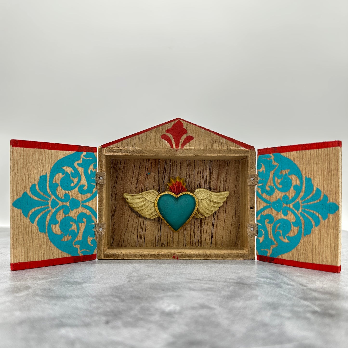 Small Retablo with Heart with wings