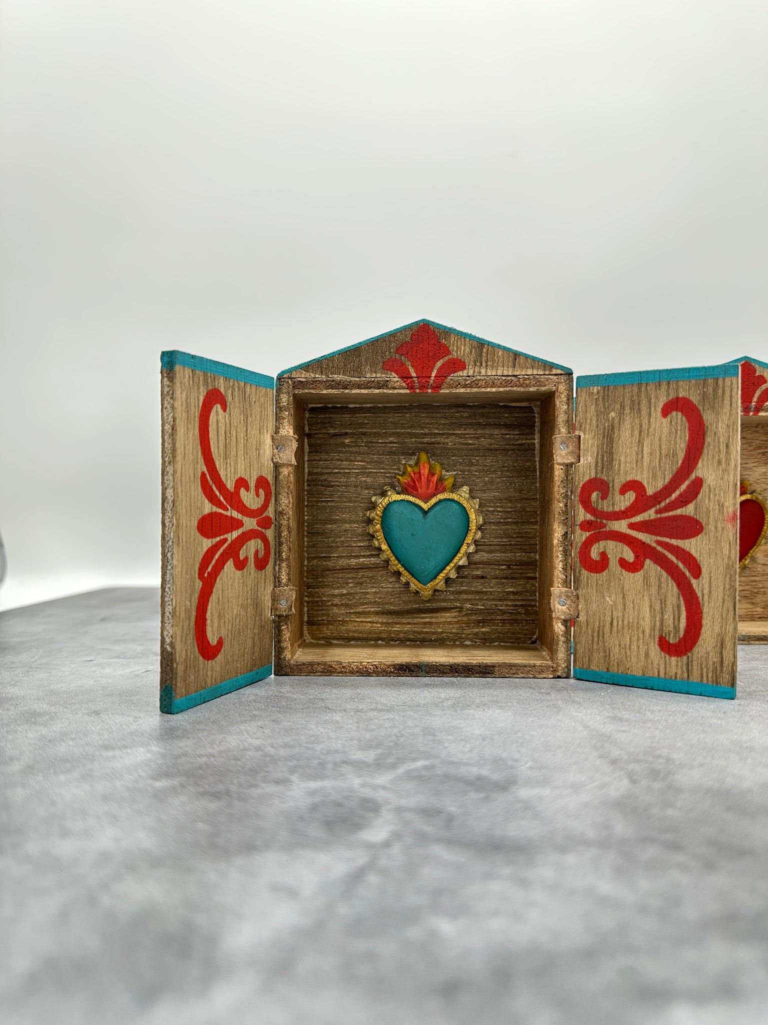 Small Retablo with Heart on fire – Cielo Handcrafted